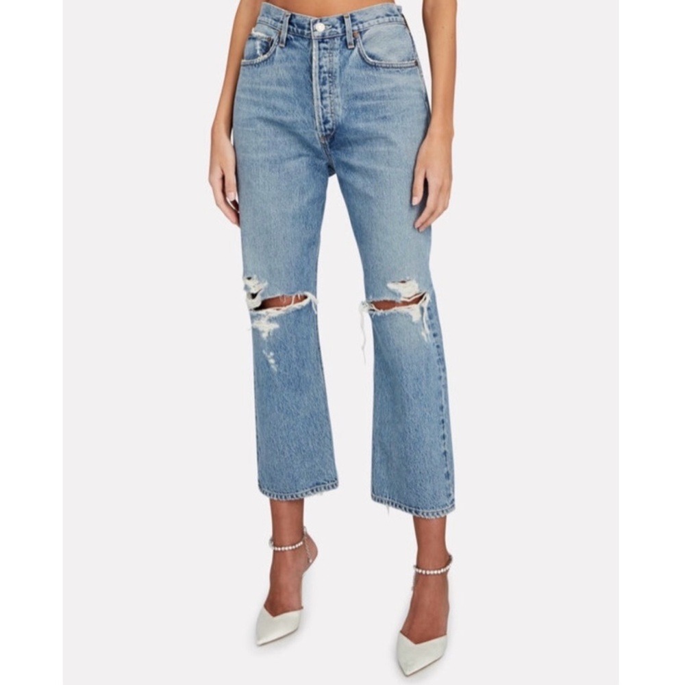 Agolde 90s Crop Mid Rise Straight Denim Jeans in Suspend Size 25